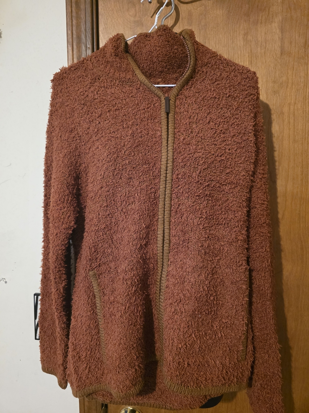 Cozy Women's Teddy Jacket - Rust Brown